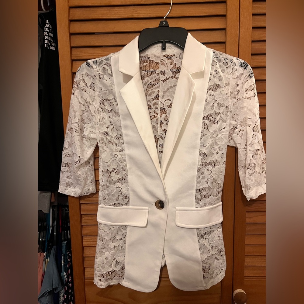 White lace blazer